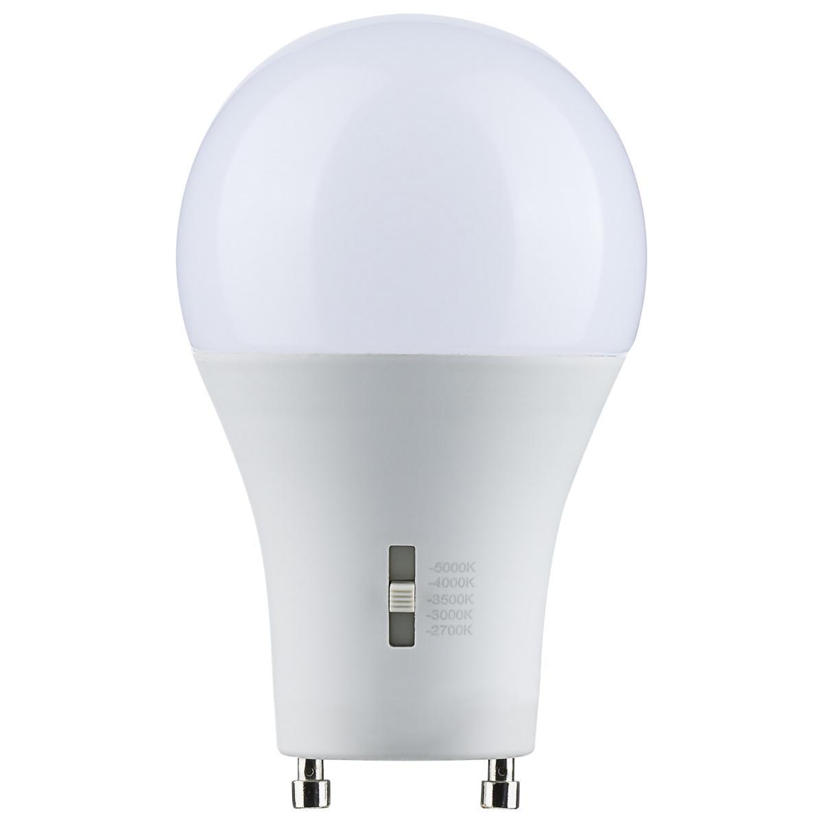 A19 LED Bulb, 60W Equivalent, 9 Watt, 800 Lumens, Selectable CCT 2700K to 5000K, GU24 Base, Frosted Finish - Bees Lighting