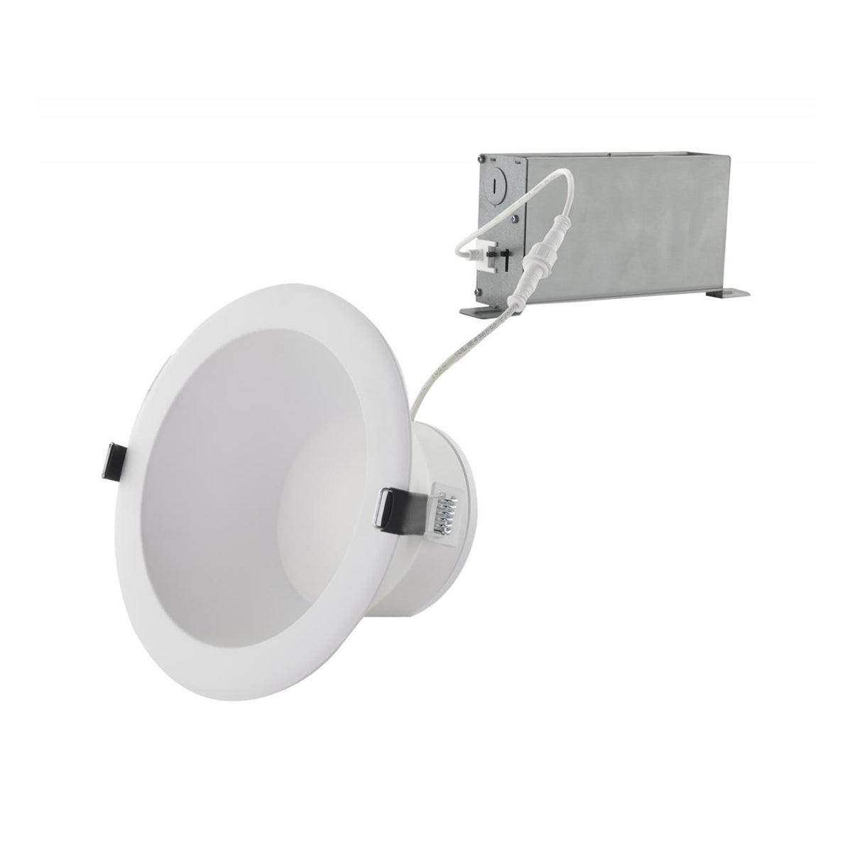 6 In. Commercial Canless LED Recessed Light, 23 Watt, 1750 Lumens, Selectable CCT, 2700K to 5000K, White Finish