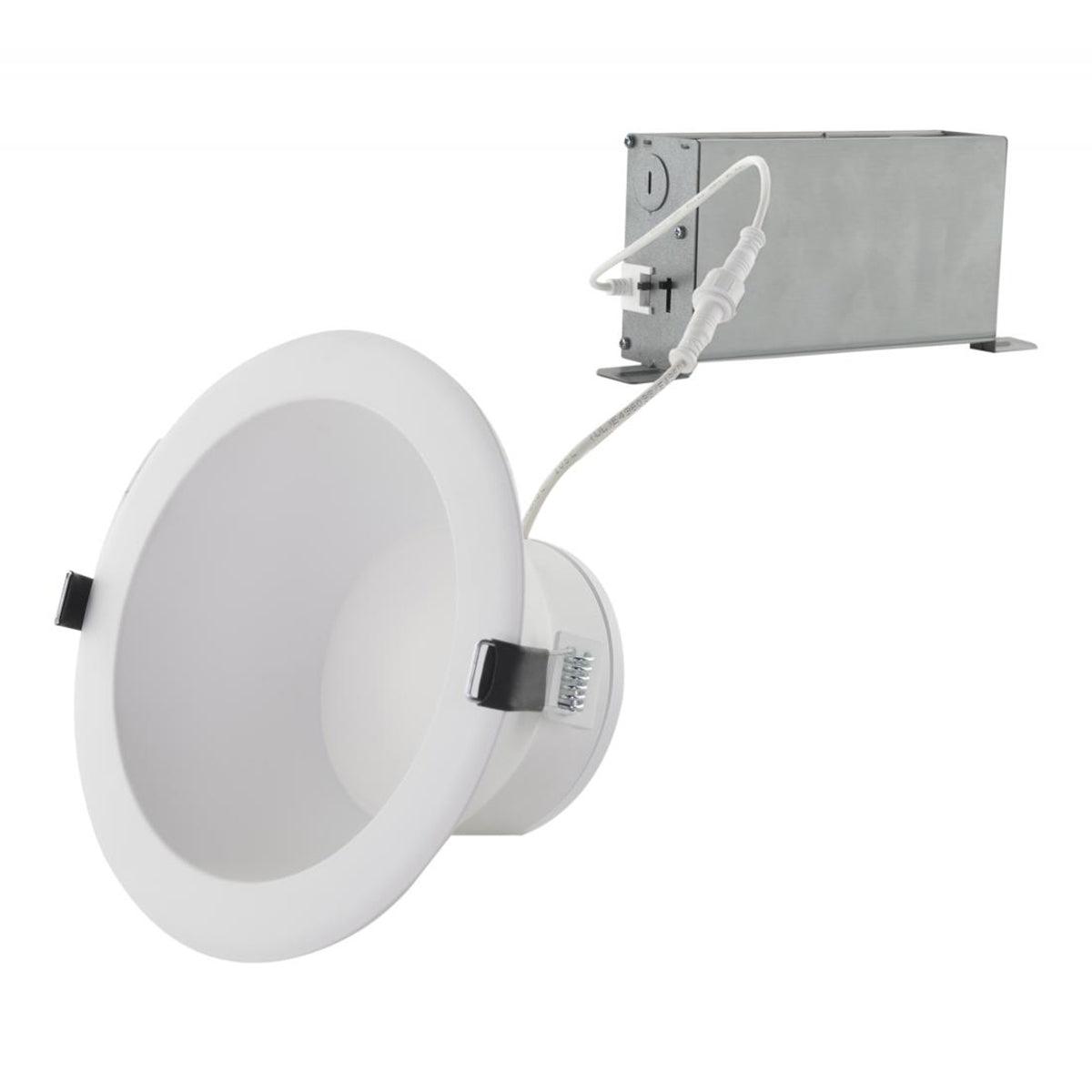 10 In. Commercial Canless LED Recessed Light, 46 Watt, 3500 Lumens, Selectable CCT, 2700K to 5000K, White Finish