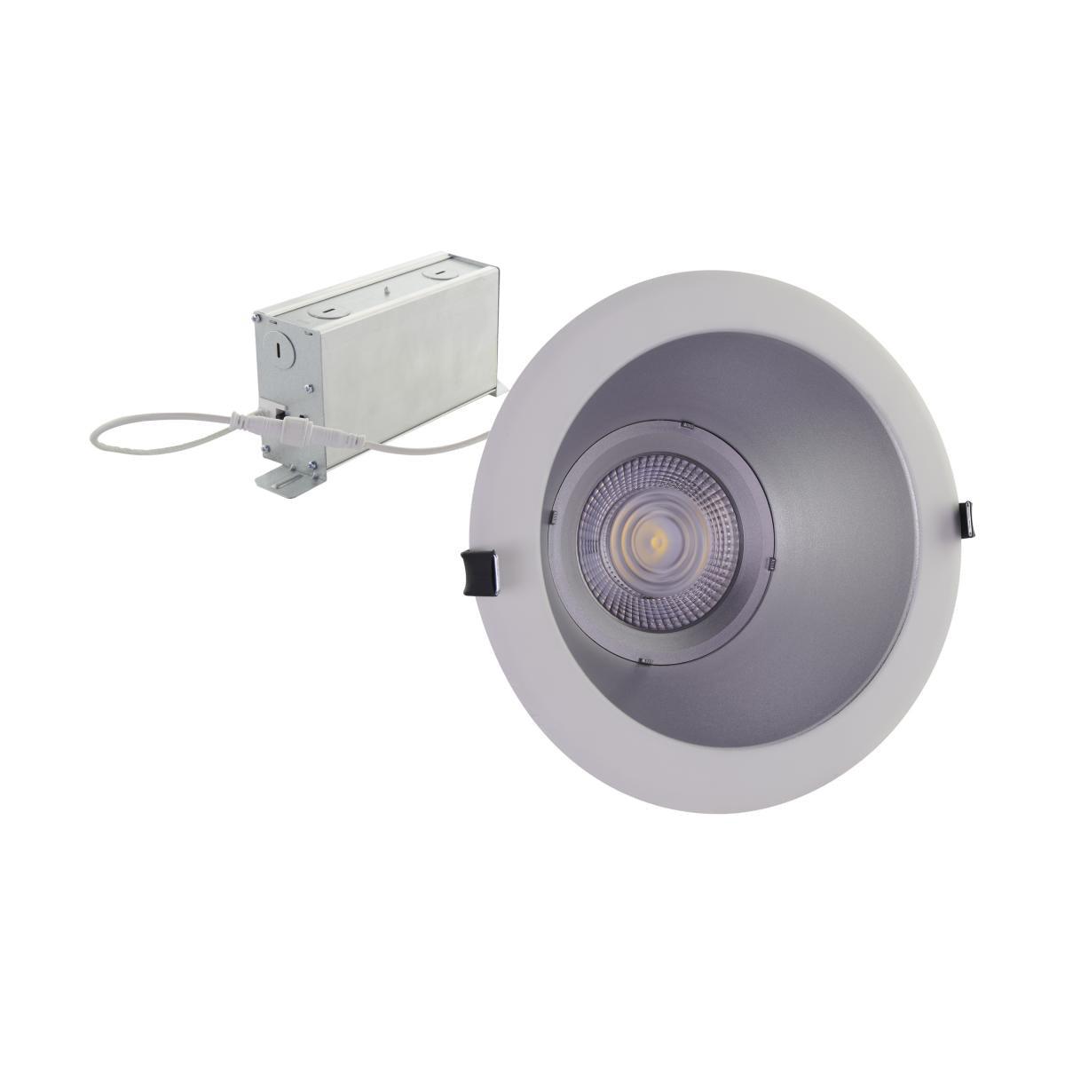 8 In. Commercial Canless LED Recessed Light, 32 Watt, 2450 Lumens, Selectable CCT, 2700K to 5000K, Silver Finish