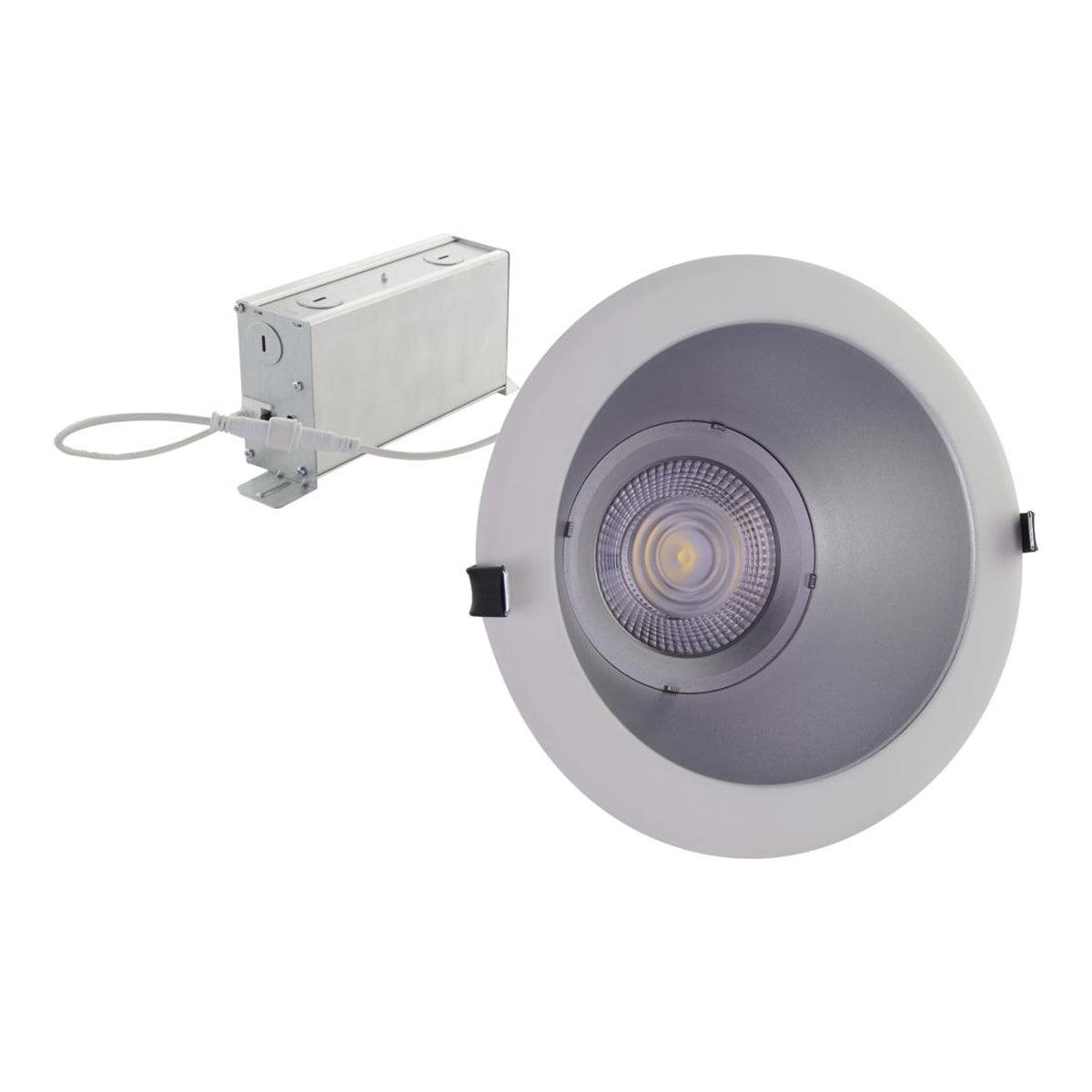 10 In. Commercial Canless LED Recessed Light, 46 Watt, 3500 Lumens, Selectable CCT, 2700K to 5000K, Silver Finish - Bees Lighting