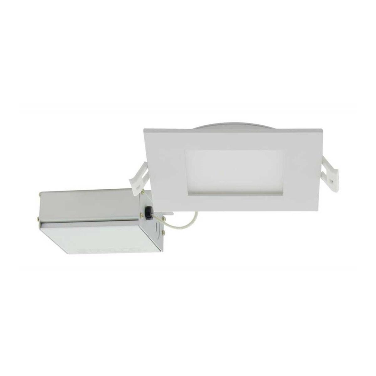 4 Inch Ultra Slim Canless LED Recessed Light, Square, 10 Watt, 600 Lumens, Selectable CCT, 2700K to 5000K, Remote Driver