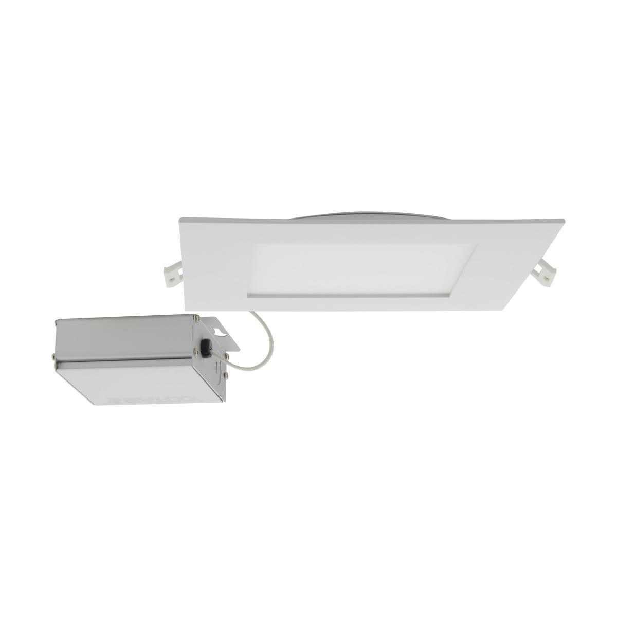 8 Inch Ultra Slim Canless LED Recessed Light, Square, 12 Watt, 1650 Lumens, Selectable CCT, 2700K to 5000K, Remote Driver