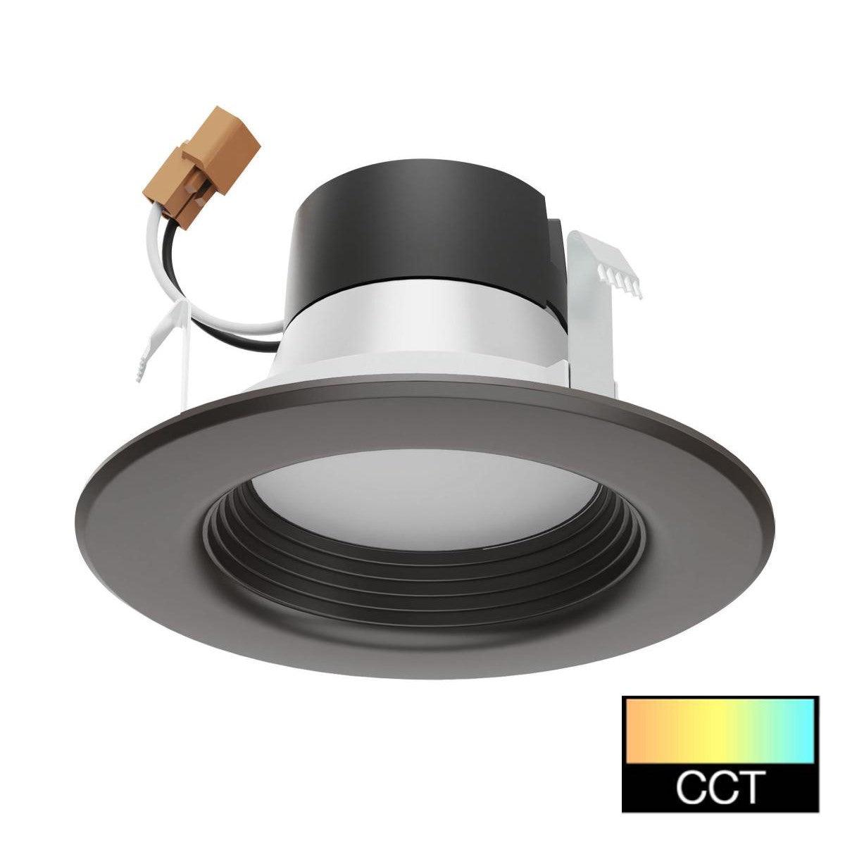 4 Inch Recessed LED Can Light, Round, 7 Watt, 600 Lumens, Selectable CCT, 2700K to 5000K, Bronze Finish - Bees Lighting