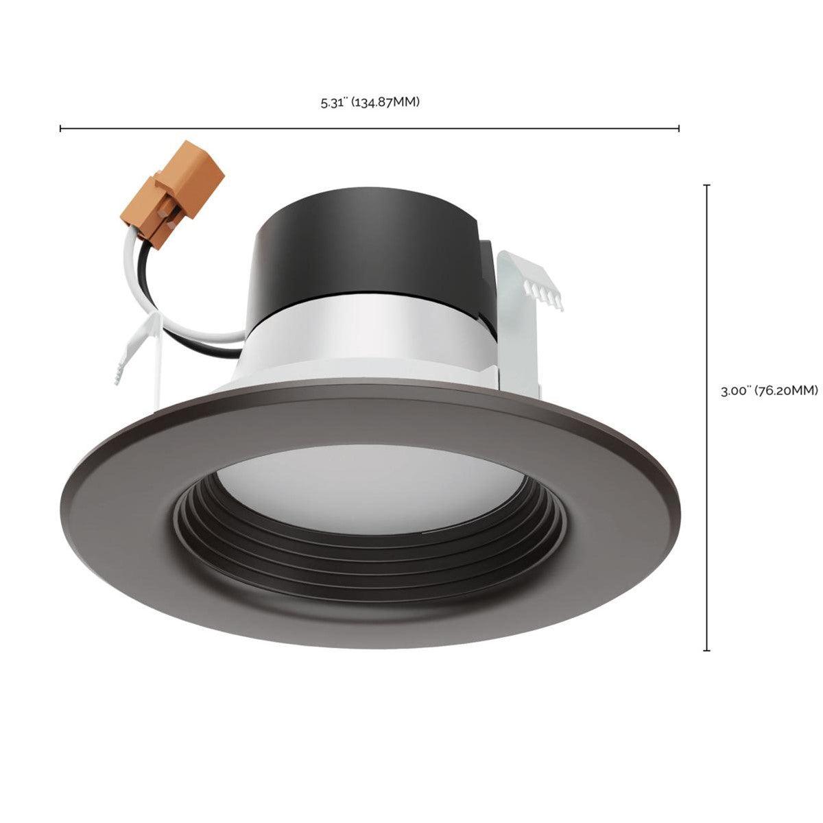 4 Inch Recessed LED Can Light, Round, 7 Watt, 600 Lumens, Selectable CCT, 2700K to 5000K, Bronze Finish - Bees Lighting