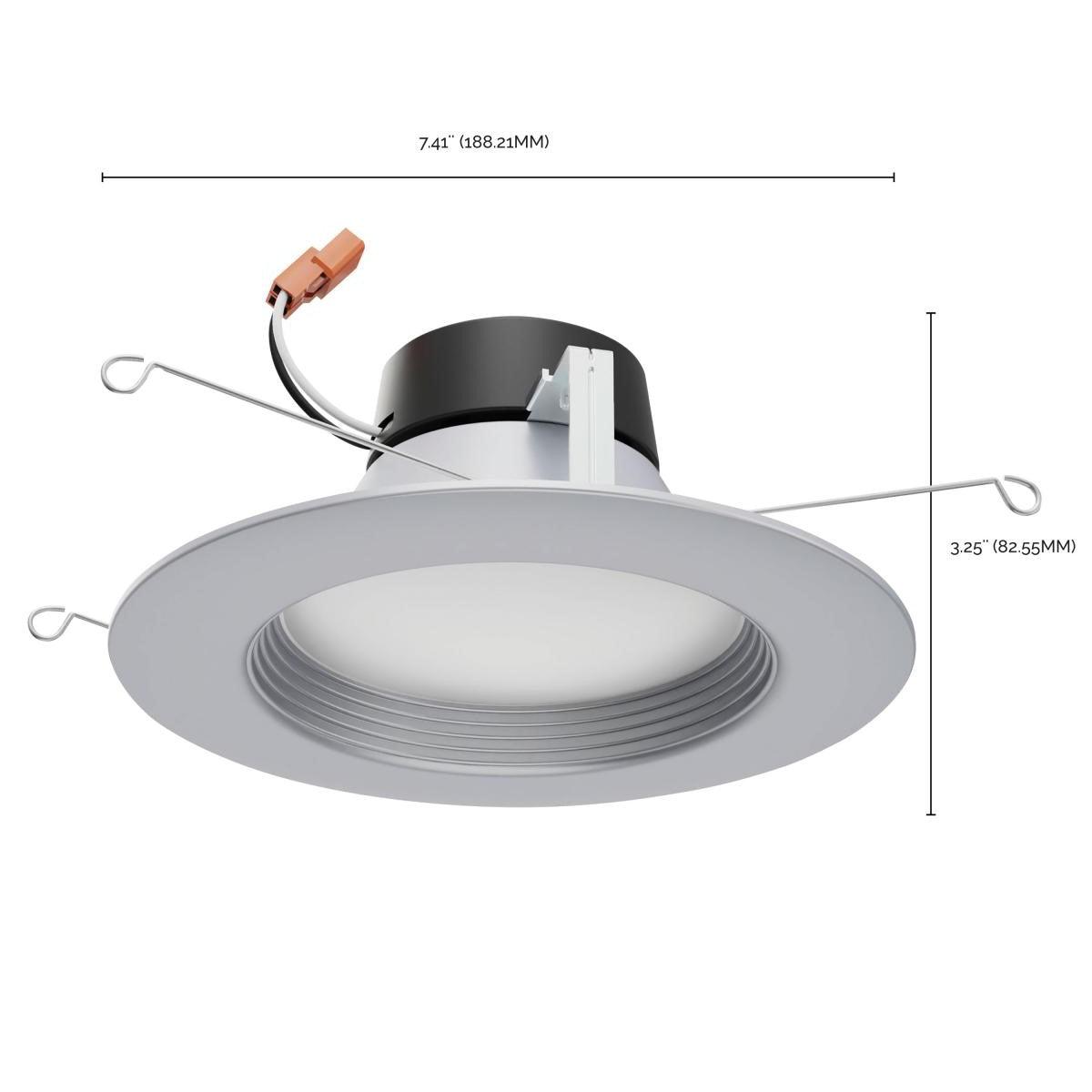 6 Inch Recessed LED Can Light, Round, 9 Watt, 800 Lumens, Selectable CCT, 2700K to 5000K, Brushed Nickel Finish