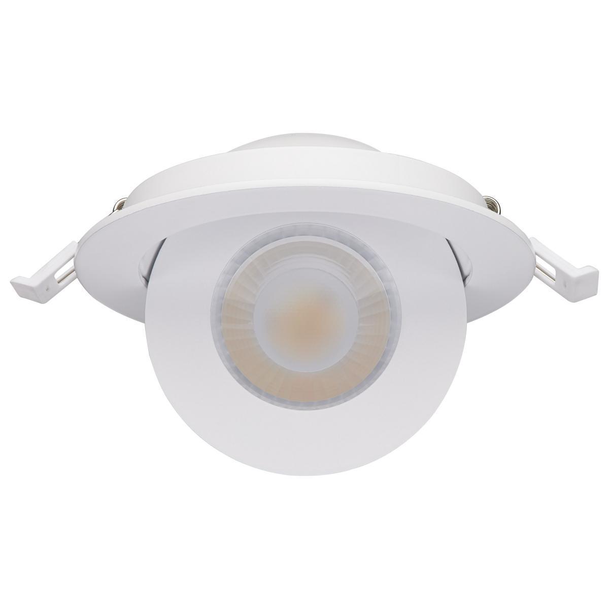 4 Inch Round Gimbal Downlight with Remote Driver, 9 Watt, 750 Lumens, Selectable CCT, 2700K to 5000K, Remote Driver, White Finish