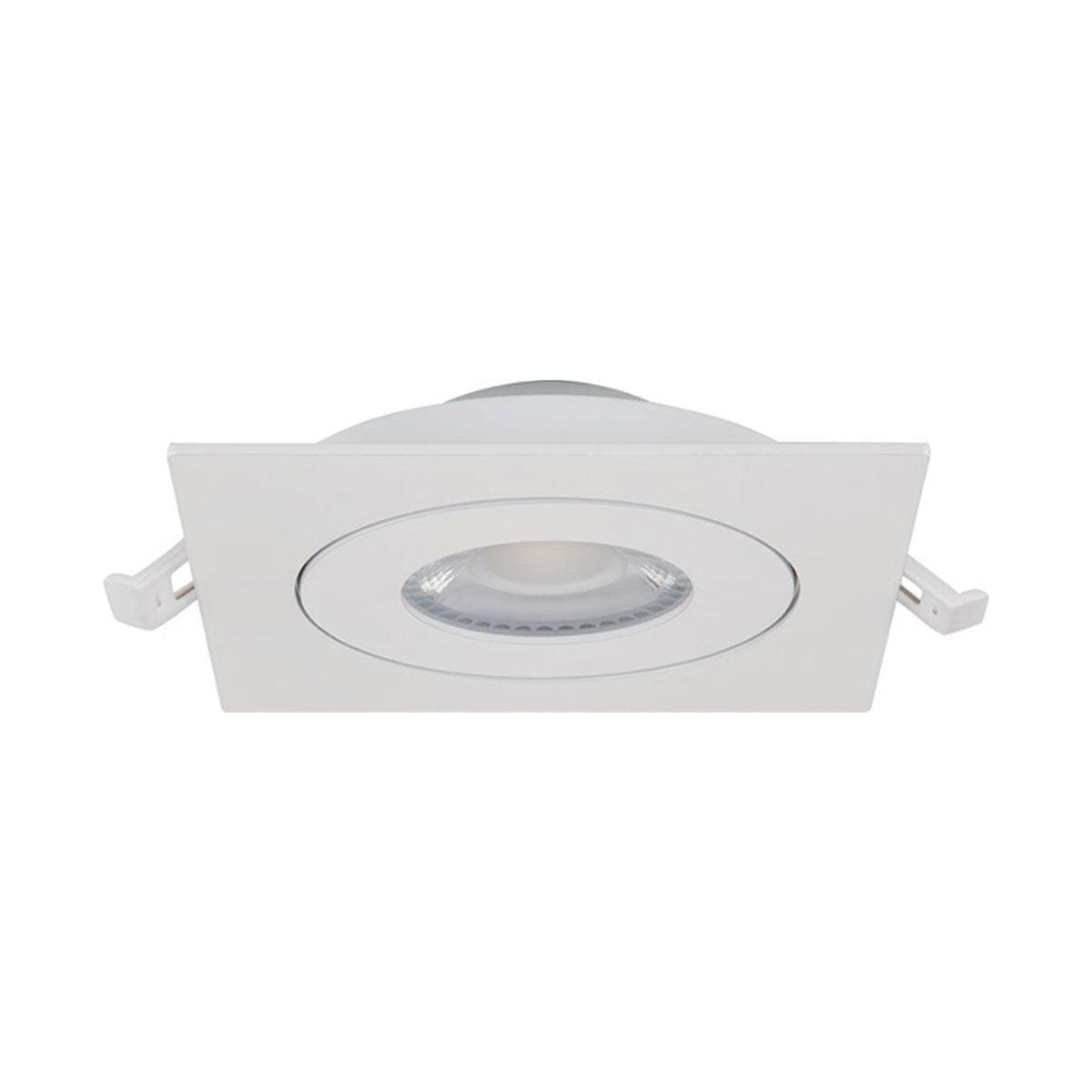 4 Inch Gimbal Canless LED Recessed Light, Square, 9 Watt, 750 Lumens, Selectable CCT, 2700K to 5000K, Remote Driver, White Finish