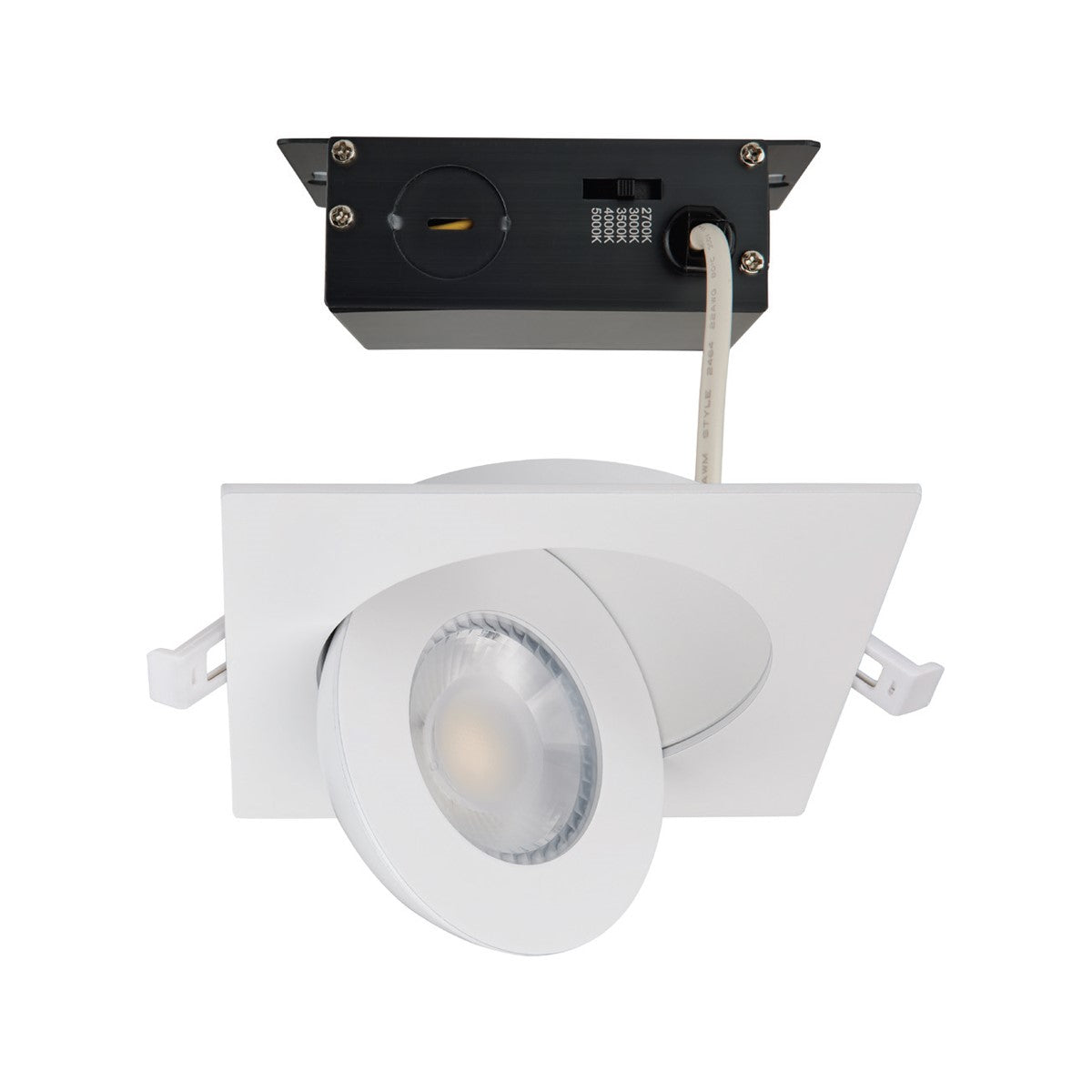 4 Inch Gimbal Canless LED Recessed Light, Square, 9 Watt, 750 Lumens, Selectable CCT, 2700K to 5000K, Remote Driver