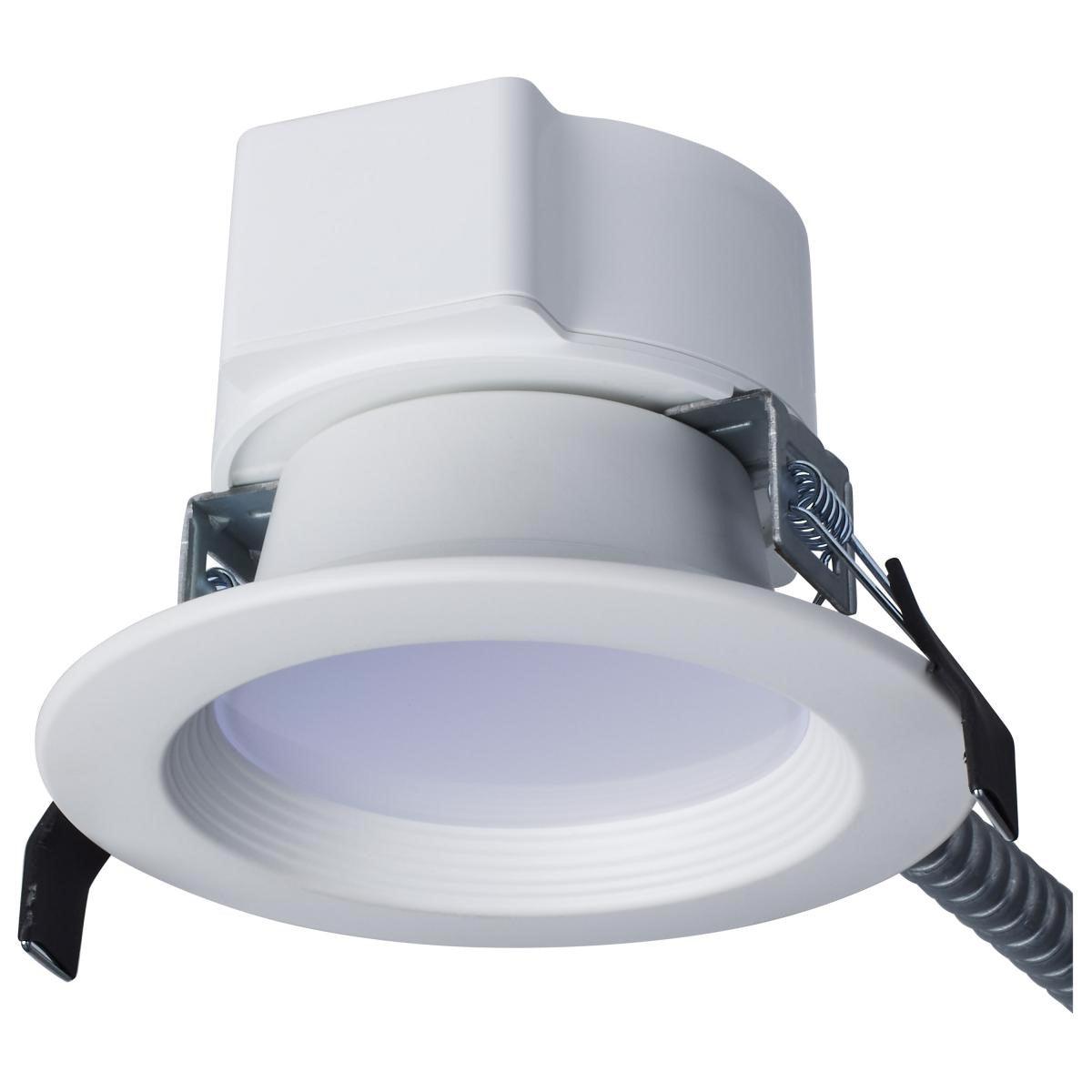4 Inch Commercial LED Downlight, Round, 12 Watt, 1200 Lumens, Selectable CCT, 2700K to 5000K, Baffle Trim - Bees Lighting