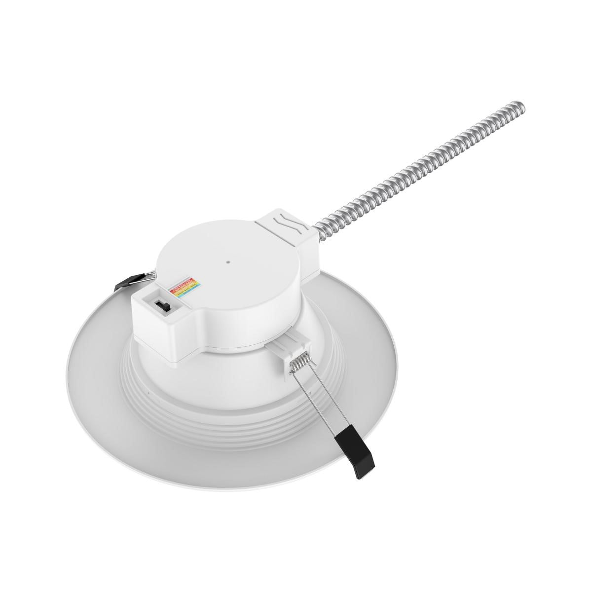 8 Inch Commercial LED Downlight, Round, 22 Watt, 2200 Lumens, Selectable CCT, 2700K to 5000K, Baffle Trim