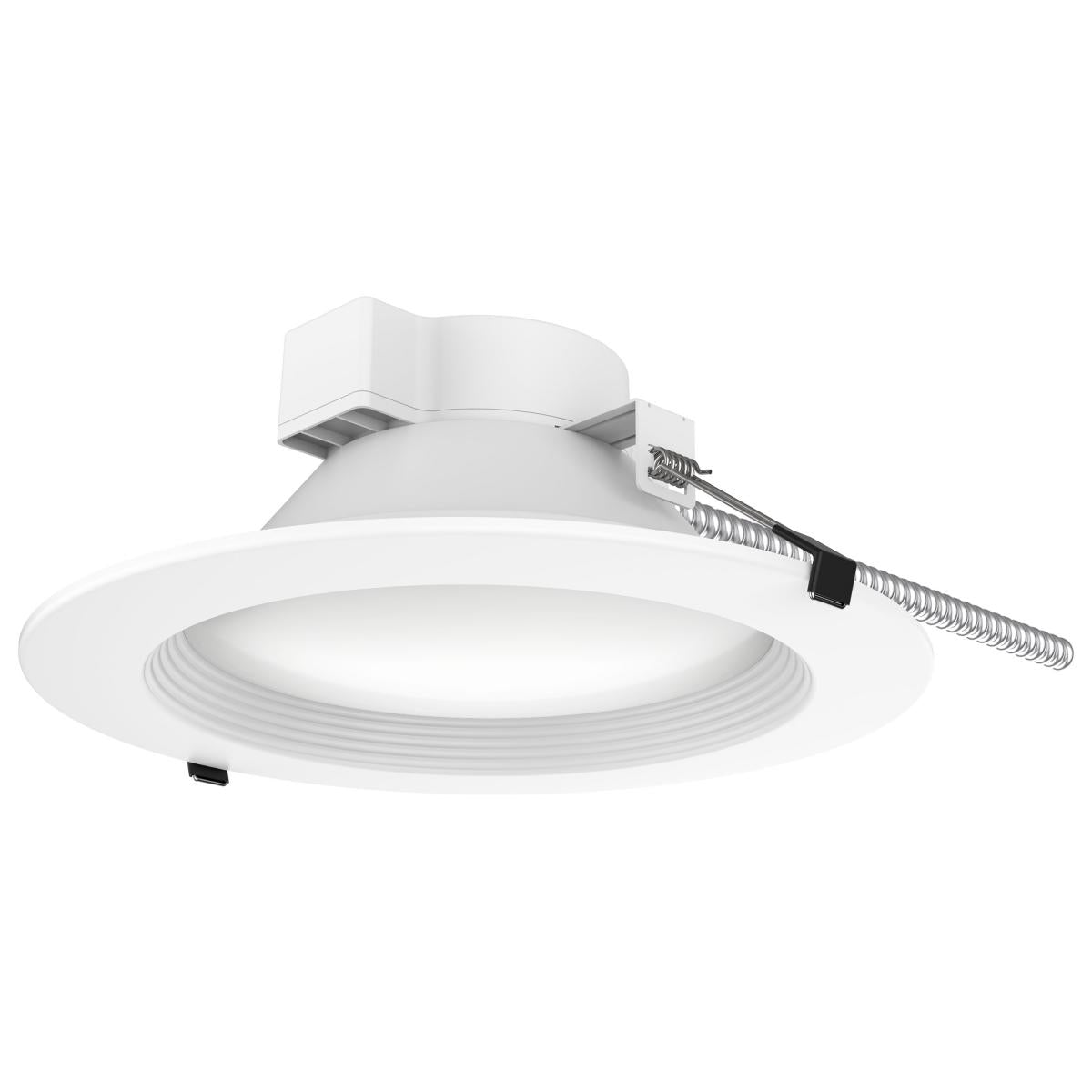 10 Inch Commercial LED Downlight, Round, 30 Watt, 3500 Lumens, Selectable CCT, 2700K to 5000K, Baffle Trim