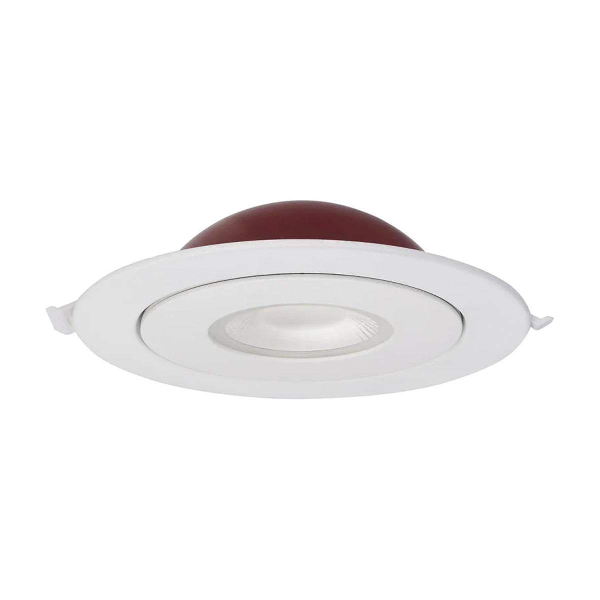 6 Inch Round LED Fire Rated Directional Downlight, 15 Watt, 1280 Lumens, Selectable CCT 2700K to 5000K, Adjustable Trim, White Finish