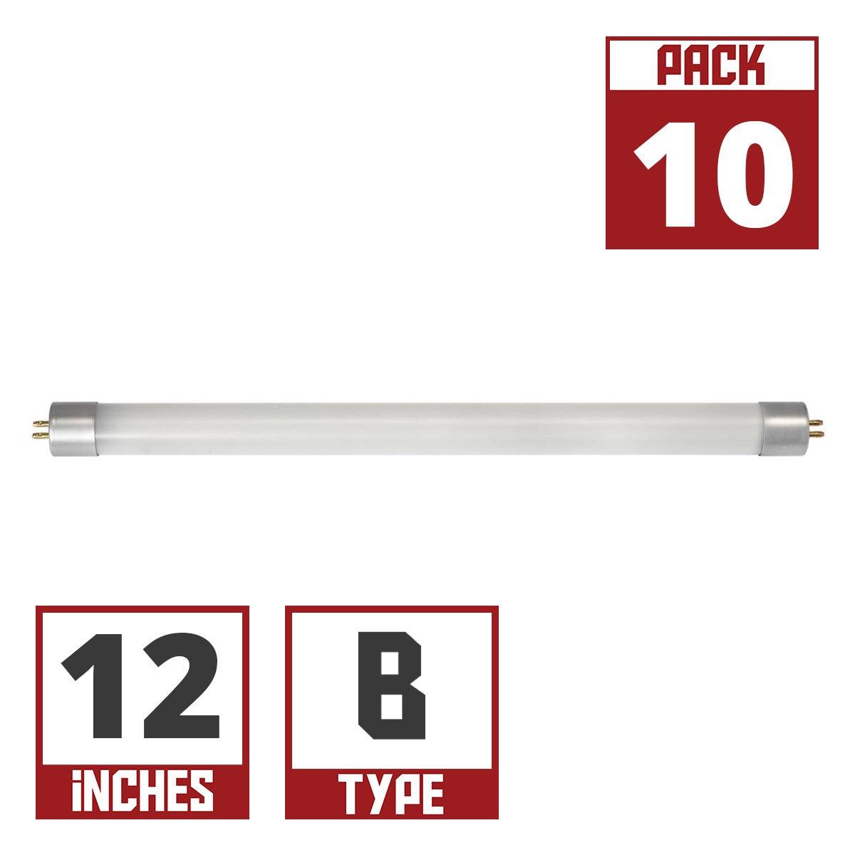 12 Inch LED mini T5 Tube, 4 watt, 400 Lumens, 3000K, F6T5 Replacement, Ballast Bypass Double End, G5 Base (Case Of 10) - Bees Lighting