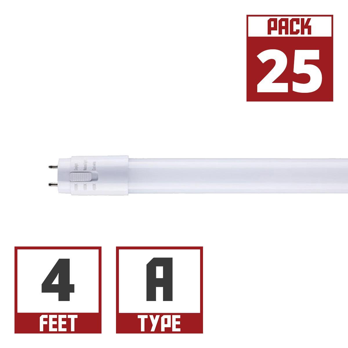 4ft T8 LED Bulb, 10 Watt, 1800 Lumens, Selectable CCT 40K/50K/65K, Plug And Play (Case Of 25)