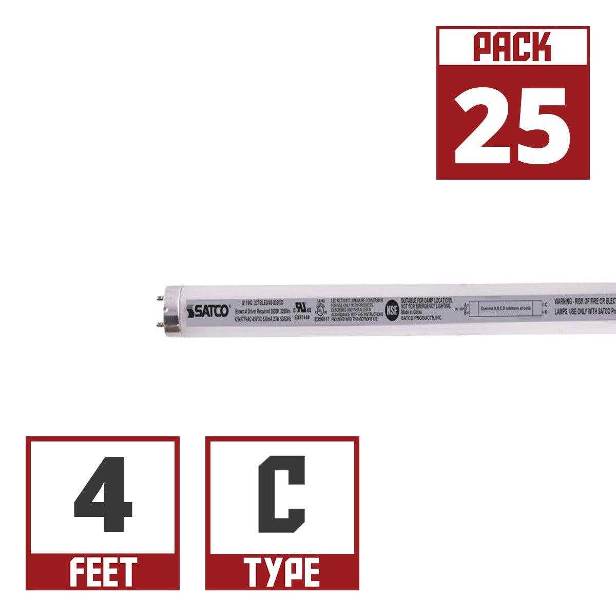 T5 LED Tube, 4ft, Frosted, Plug & Play, Type A, 25W, 3500 Lumens