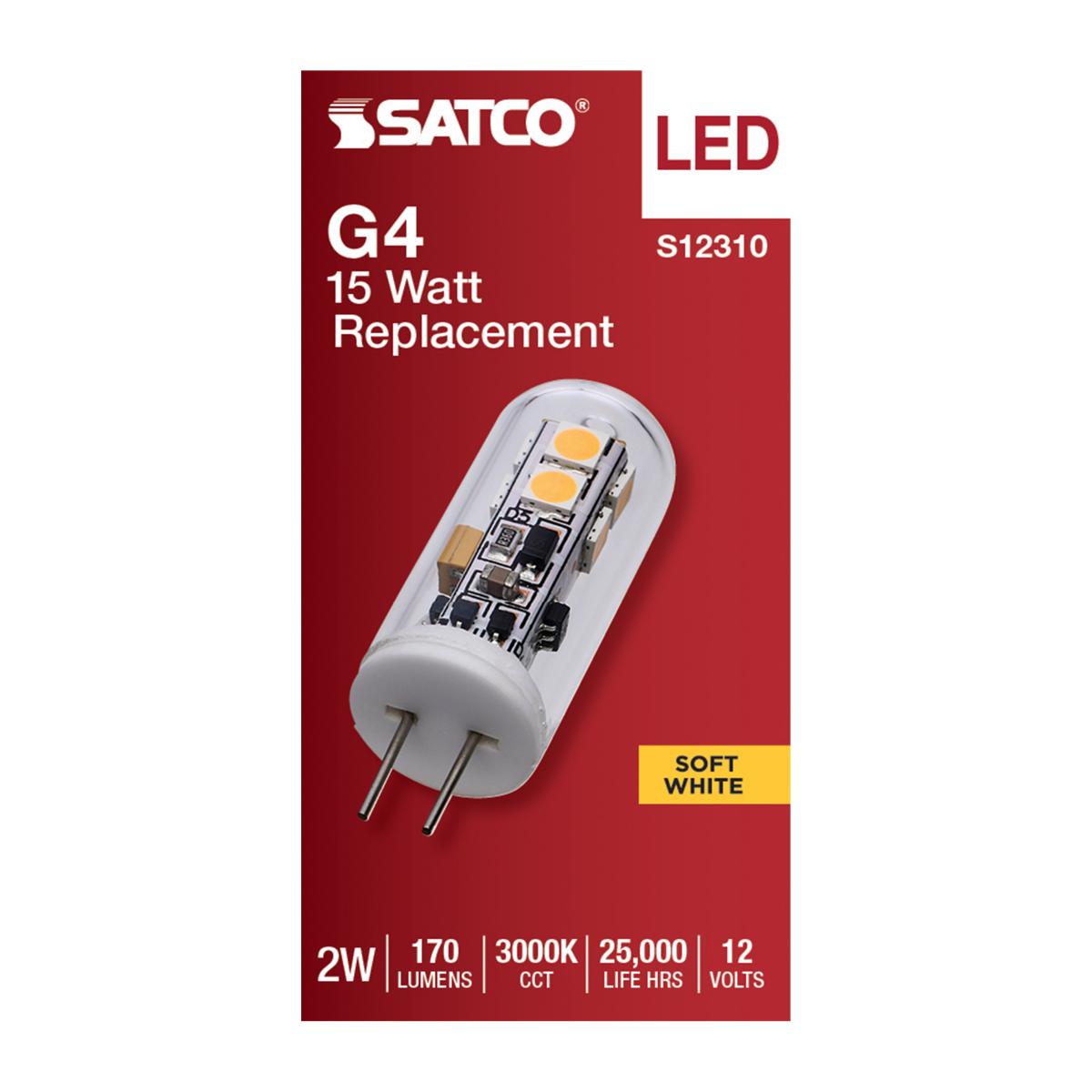 T4 Mini LED Bulb, 2 Watts, 170 Lumens, 3000K, G4 Base, Clear Finish, 12V - Bees Lighting