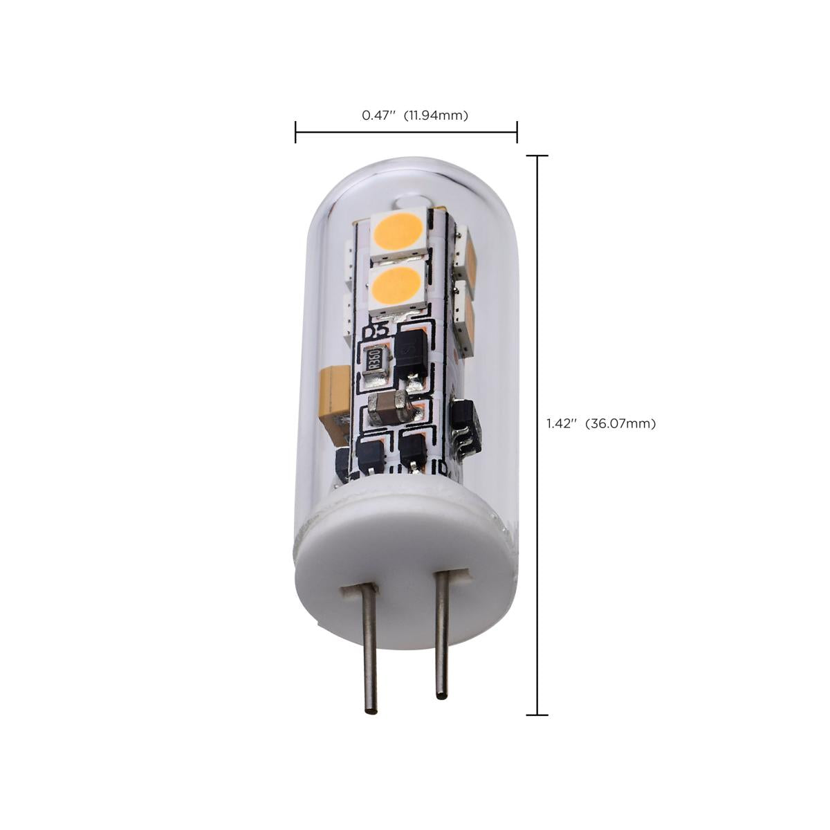 T4 Mini LED Bulb, 2 Watts, 170 Lumens, 3000K, G4 Base, Clear Finish, 12V - Bees Lighting