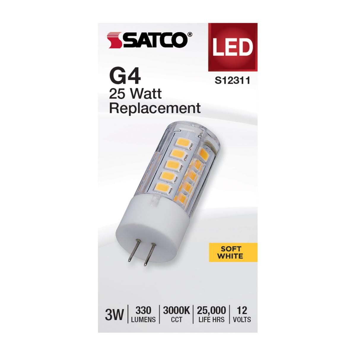 T5 Mini LED Bulb, 3 Watts, 330 Lumens, 3000K, G4 Base, Clear Finish, 12V - Bees Lighting