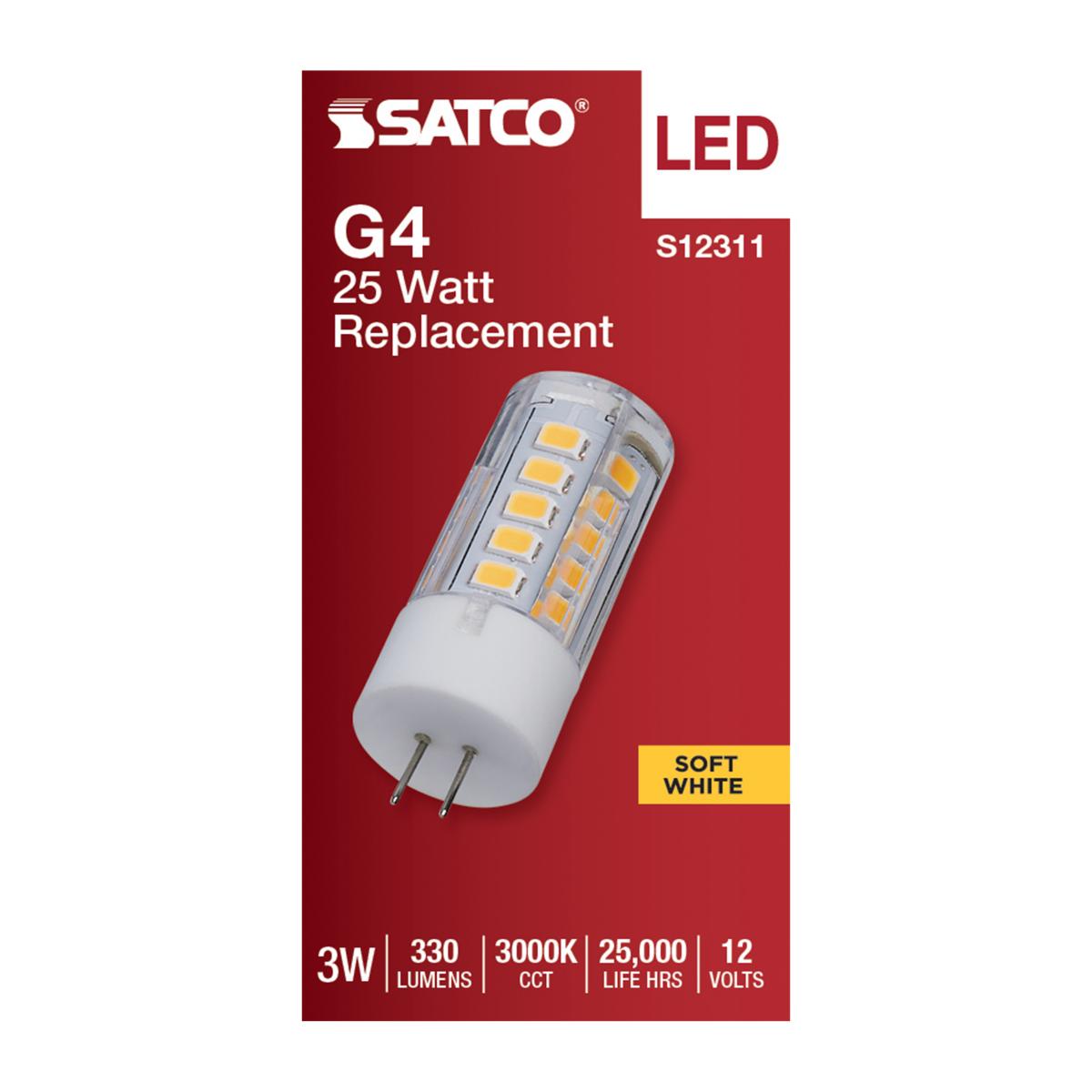 T5 Mini LED Bulb, 3 Watts, 330 Lumens, 3000K, G4 Base, Clear Finish, 12V - Bees Lighting