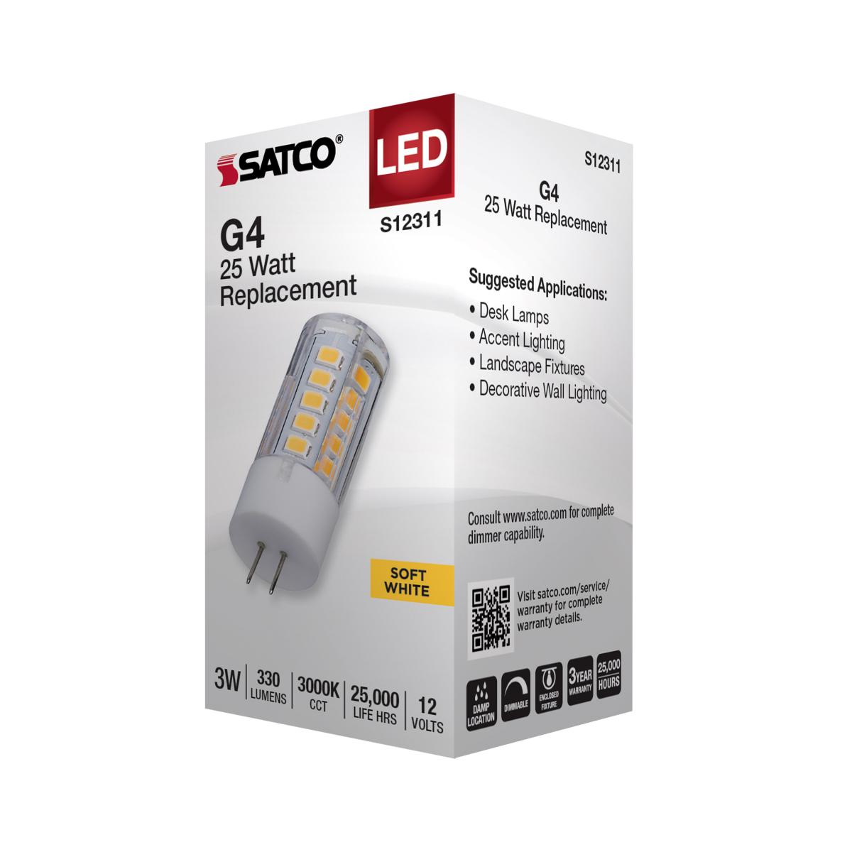 T5 Mini LED Bulb, 3 Watts, 330 Lumens, 3000K, G4 Base, Clear Finish, 12V - Bees Lighting