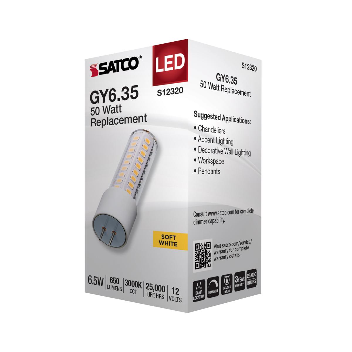 T6 Mini LED Bulb, 6.5 Watts, 650 Lumens, 3000K, GY6.35 Base, Clear Finish, 12V - Bees Lighting