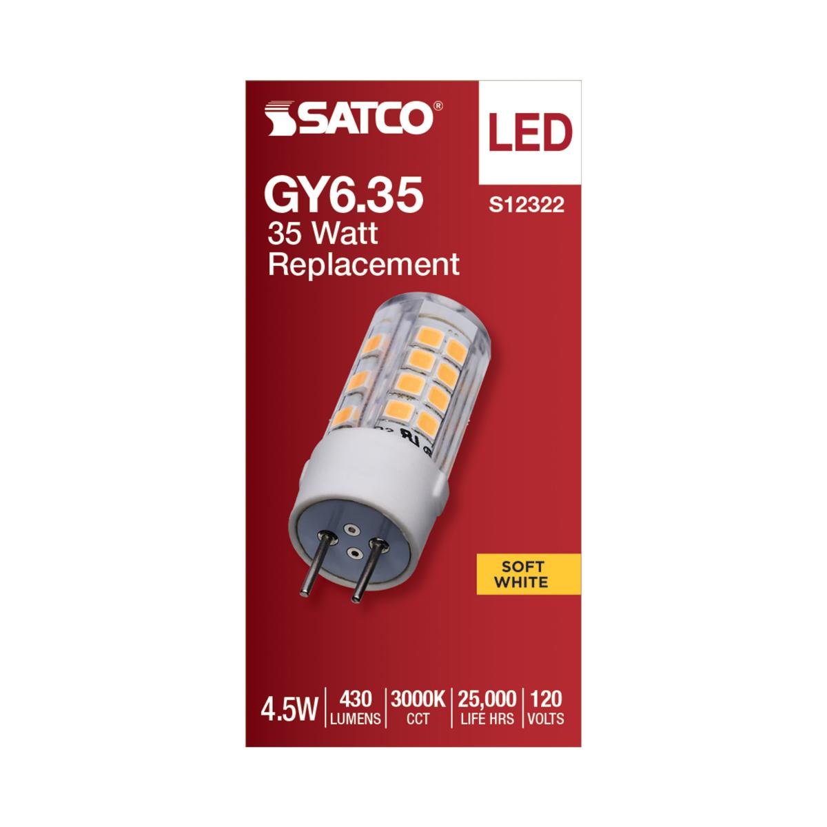 T6 Mini LED Bulb, 4.5 Watts, 430 Lumens, 3000K, GY6.35 Base, Clear Finish, 120V - Bees Lighting