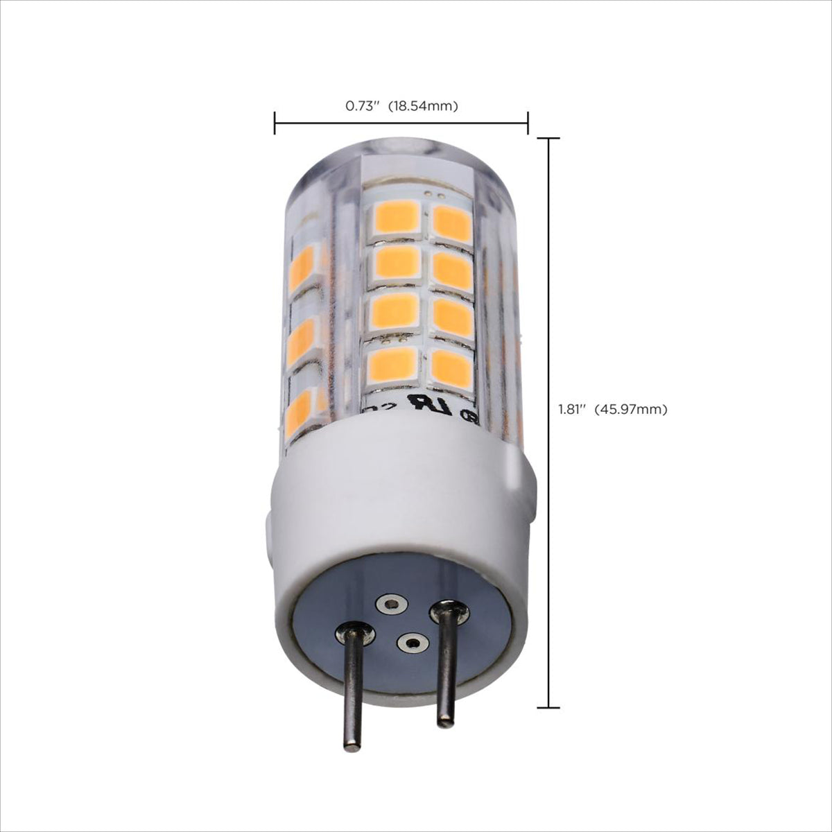 T6 Mini LED Bulb, 4.5 Watts, 430 Lumens, 3000K, GY6.35 Base, Clear Finish, 120V - Bees Lighting