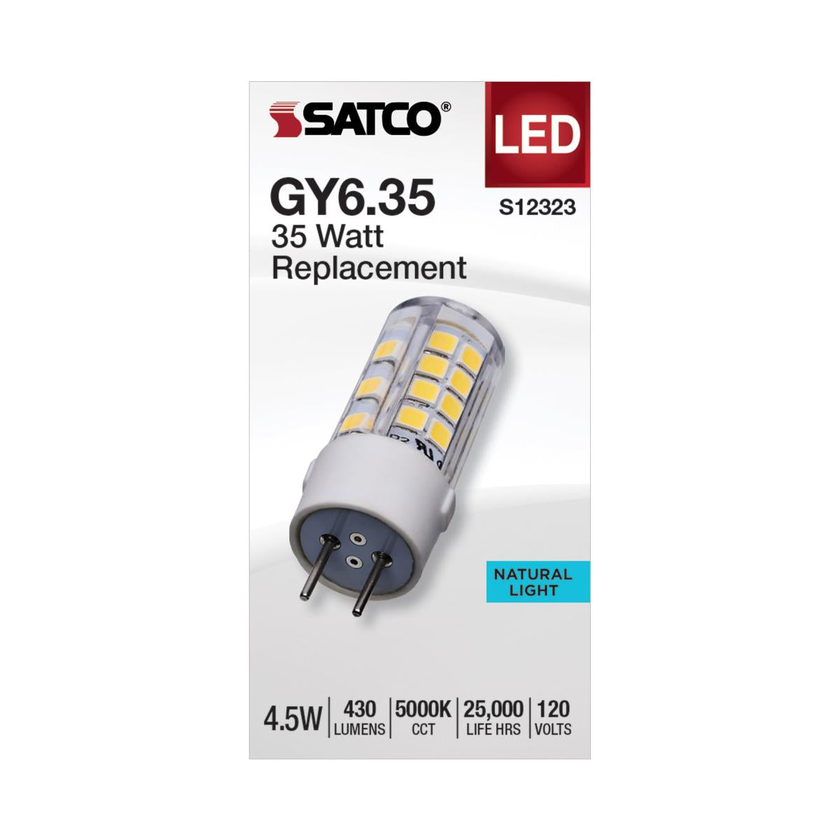 T6 Mini LED Bulb, 4.5 Watts, 430 Lumens, 5000K, GY6.35 Base, Clear Finish, 120V - Bees Lighting
