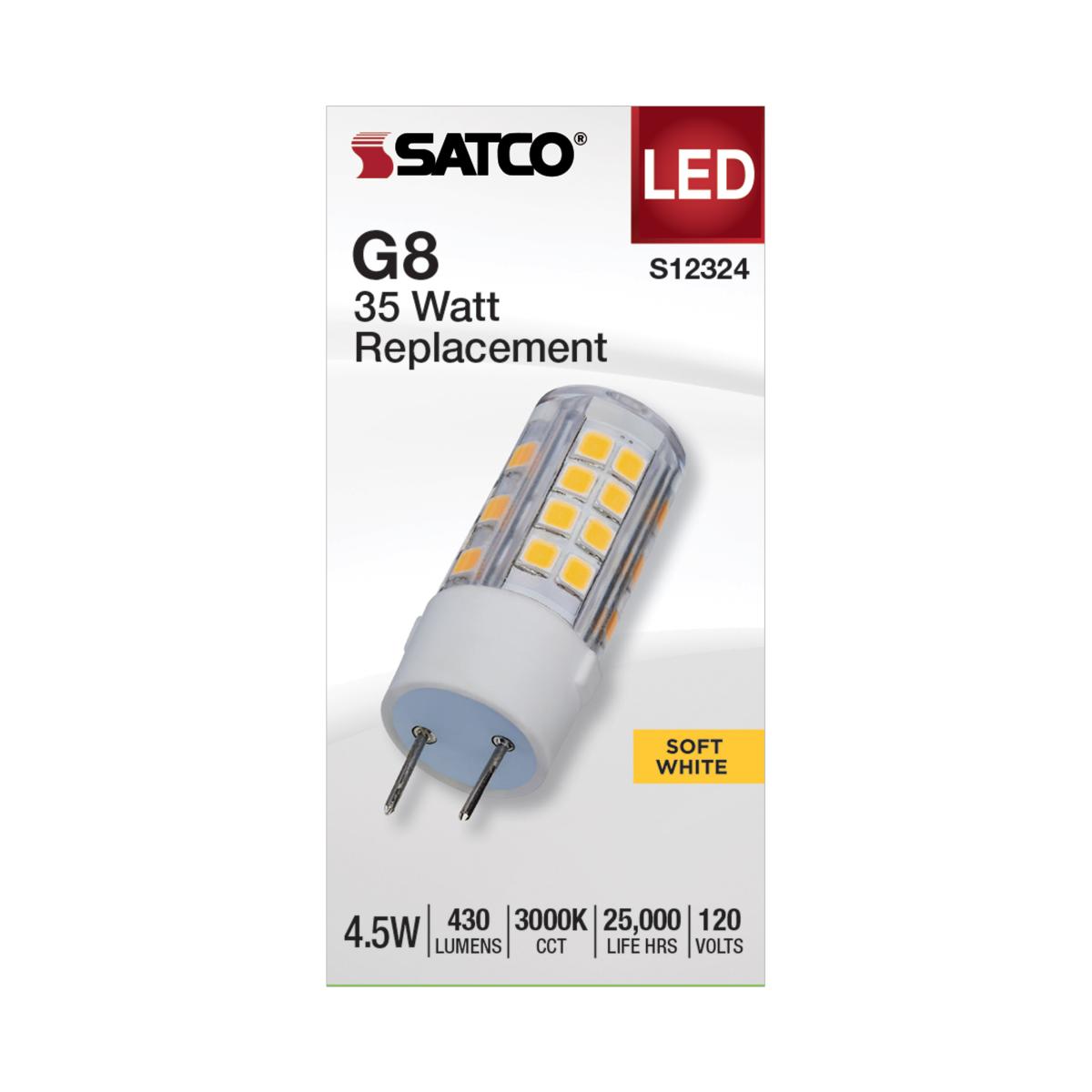T6 Mini LED Bulb, 4.5 Watts, 430 Lumens, 3000K, G8 Base, Clear Finish, 120V - Bees Lighting