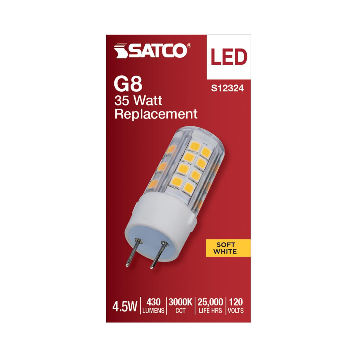 T6 Mini LED Bulb, 4.5 Watts, 430 Lumens, 3000K, G8 Base, Clear Finish, 120V - Bees Lighting