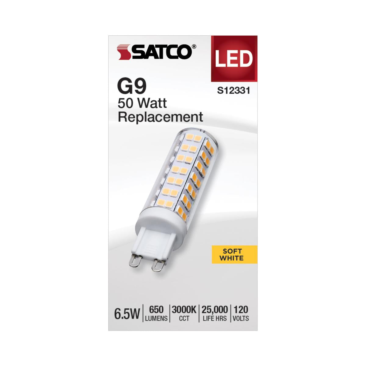 T6 Mini LED Bulb, 6.5 Watts, 650 Lumens, 3000K, G9 Base, Clear Finish, 120V - Bees Lighting