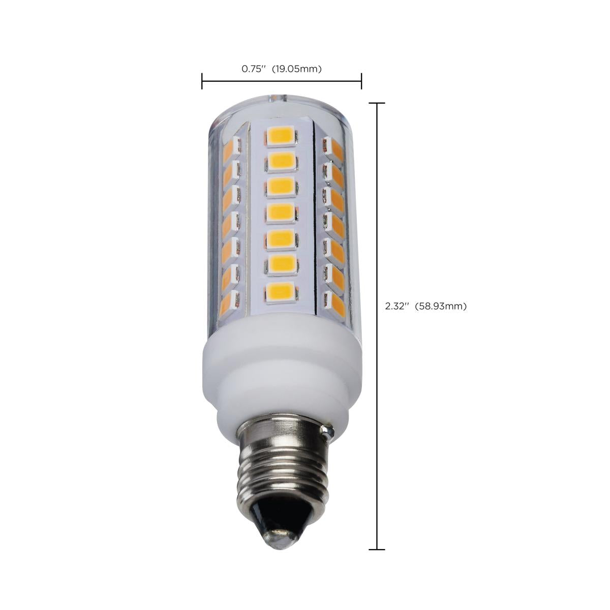 T6 Mini LED Bulb, 5 Watts, 550 Lumens, 3000K, E11 Mini-Candelabra Base, Clear Finish, 120V - Bees Lighting