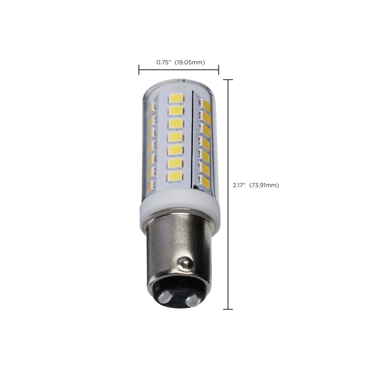 T6 Mini LED Bulb, 5 Watts, 550 Lumens, 5000K, BA15d Double Bayonet Base, Clear Finish, 120V - Bees Lighting