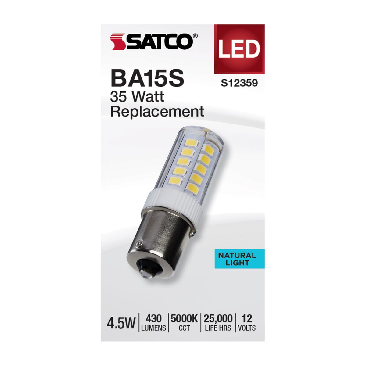 T6 Mini LED Bulb, 4.5 Watts, 430 Lumens, 5000K, BA15s Single Bayonet Base, Clear Finish, 12V - Bees Lighting