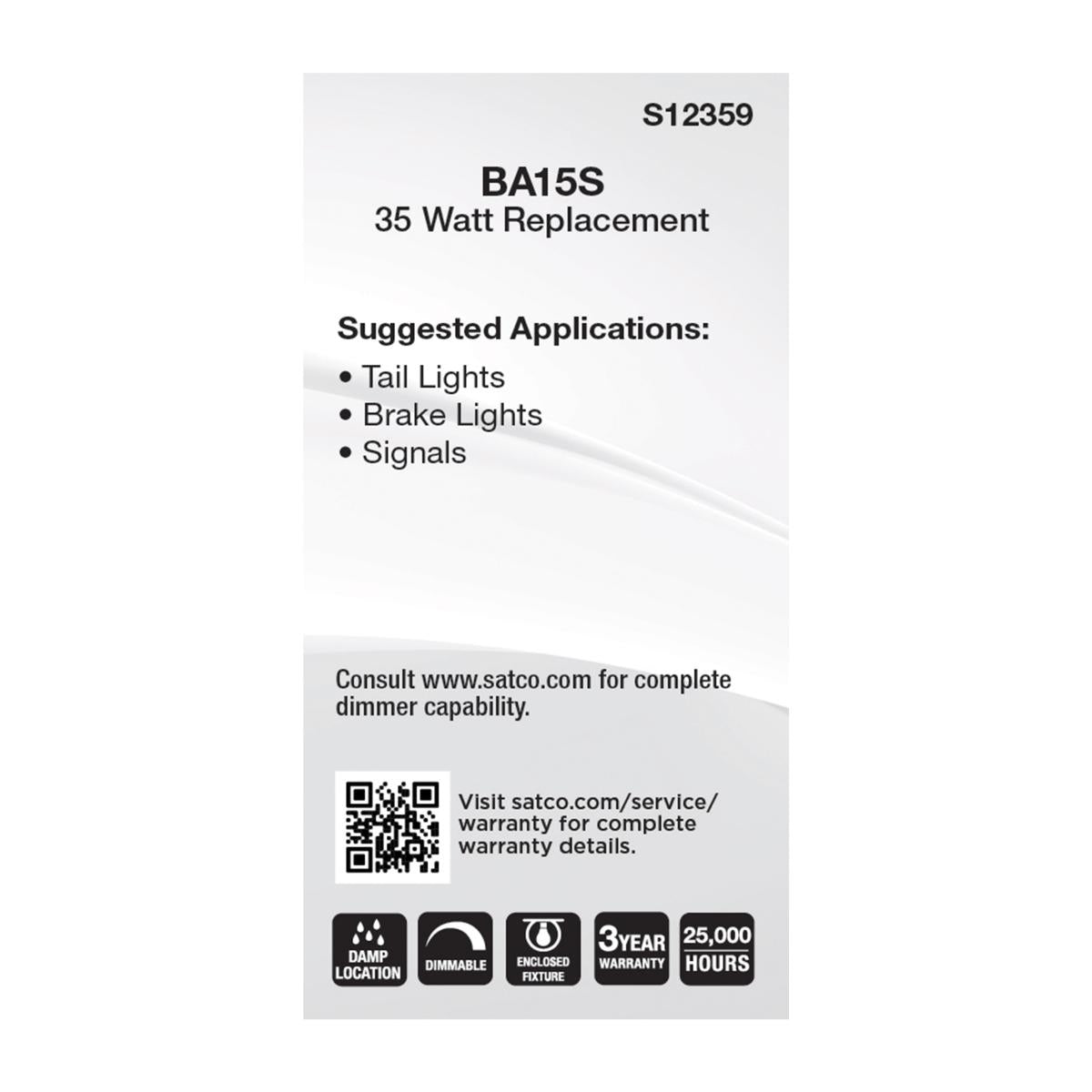 T6 Mini LED Bulb, 4.5 Watts, 430 Lumens, 5000K, BA15s Single Bayonet Base, Clear Finish, 12V - Bees Lighting
