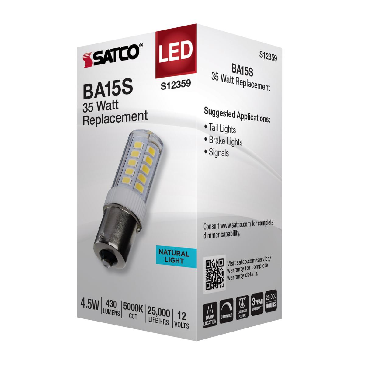 T6 Mini LED Bulb, 4.5 Watts, 430 Lumens, 5000K, BA15s Single Bayonet Base, Clear Finish, 12V - Bees Lighting