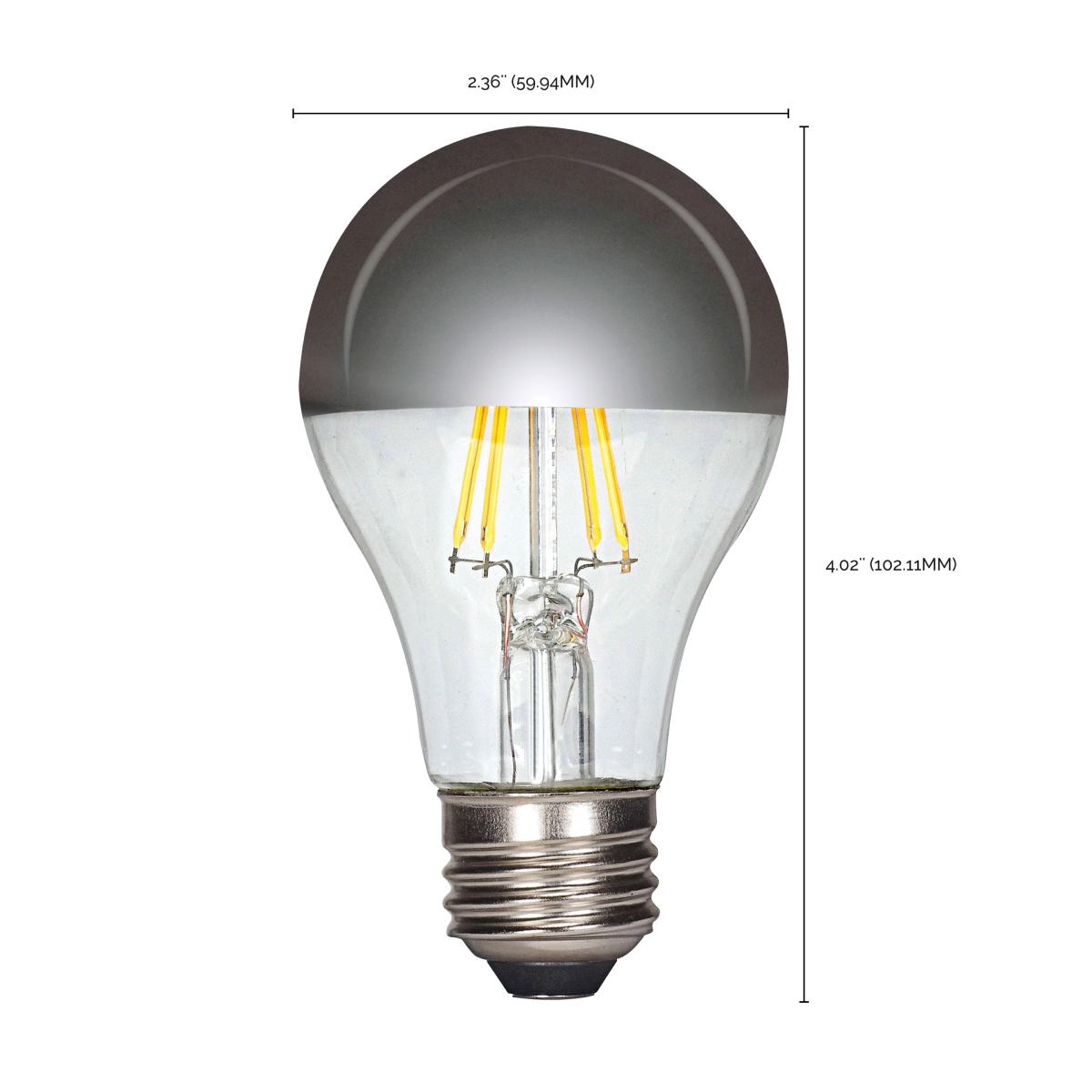 Silver Crown A19 LED Filament Bulb, 6 Watts, 650 Lumens, 2700K, 60W Equal, E26 Medium Base - Bees Lighting