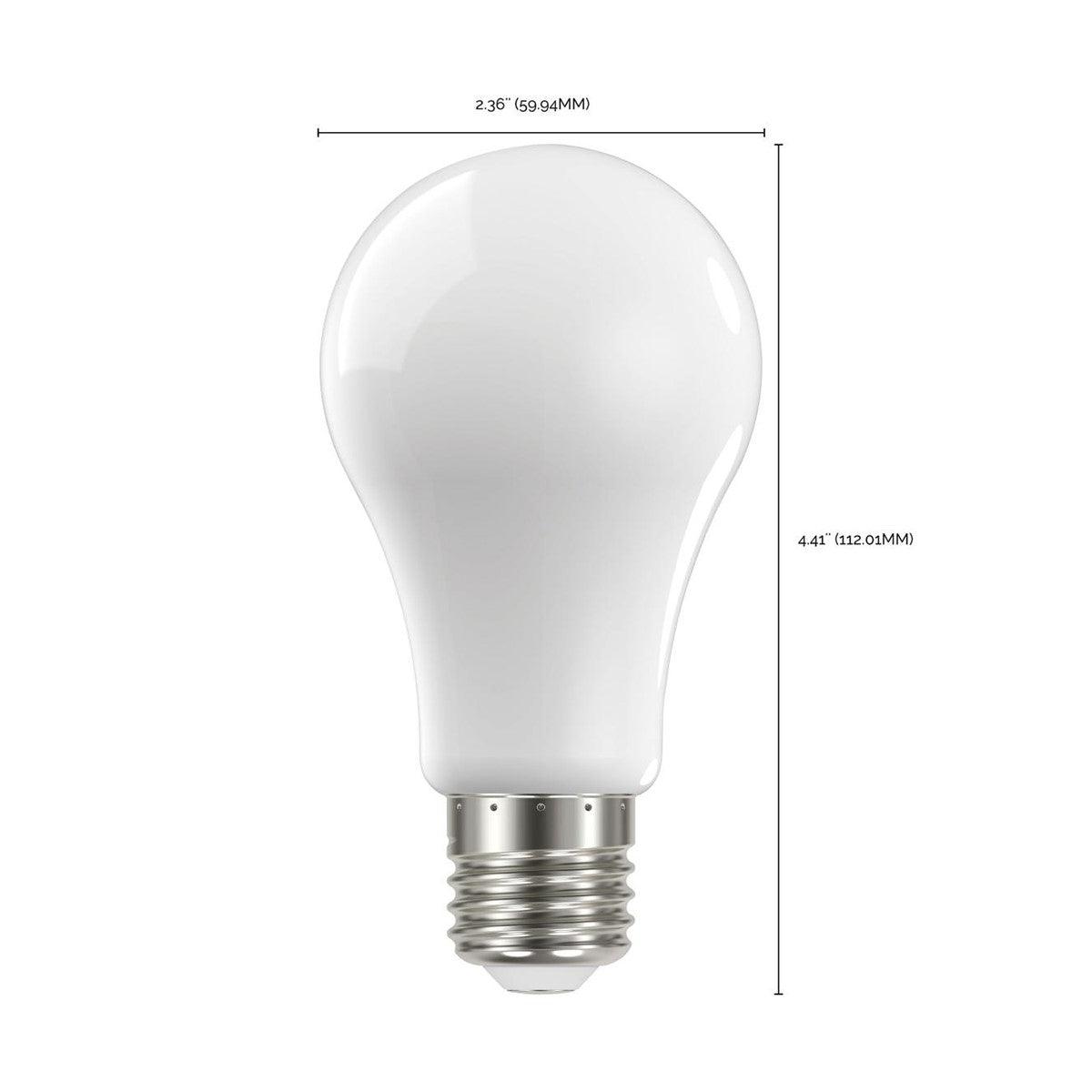 A19 LED Bulb, 100W Equivalent, 14 Watt, 1500 Lumens, 3000K, E26 Medium Base, Frosted Finish, Pack Of 4