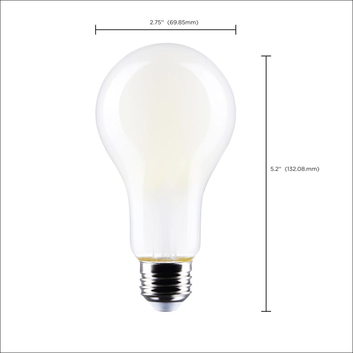 A21 High Lumen LED Lamp, 17 Watts, 2000 Lumens, 3000K, 125W Equal, E26 Base, Frosted - Bees Lighting
