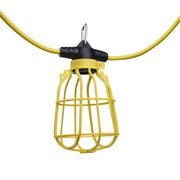 Satco|Nuvo Temporary Caged String Light, 50 ft (5-Socket/750W) or 100 ft (10-Socket/1500W), E26, Linkable, 120V, Yellow