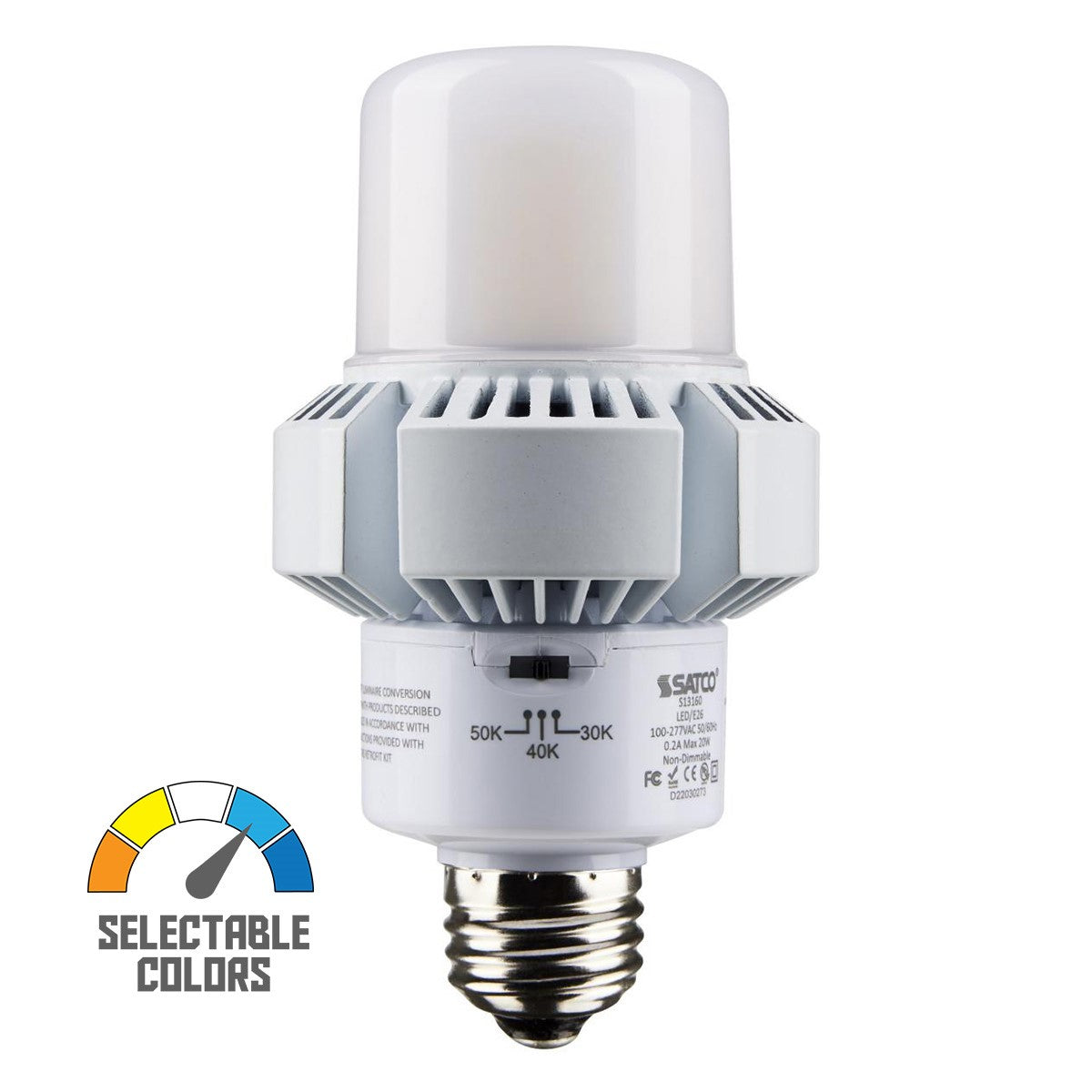 A23 LED Bulb, 20 Watt, 2600 Lumens, 30K/40K/50K, E26 Medium Base, Frosted Finish
