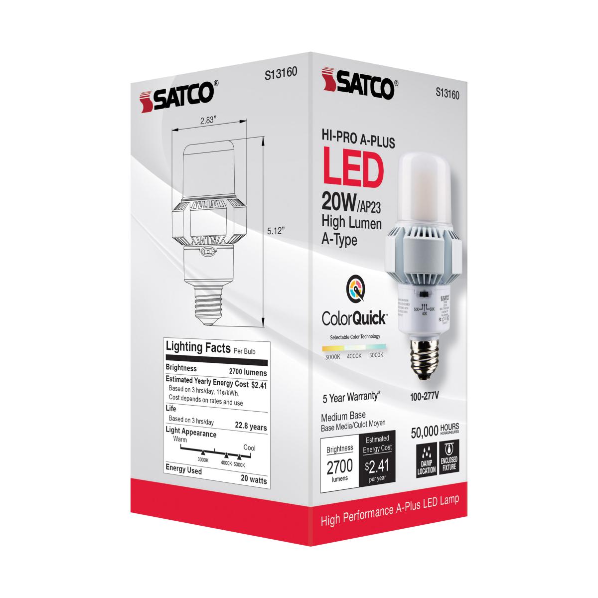 A-Plus 23 LED HID Retrofit Bulb, 20 Watts, 2600 Lumens, Selectable CCT, E26 Base, 120-277V - Bees Lighting