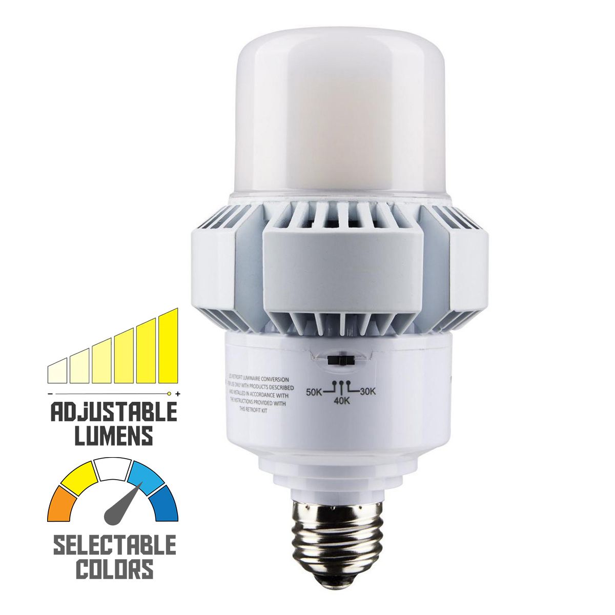 Retrofit LED Corn Bulb, 35W, 4550 Lumens, Selectable CCT, 30K/40K/50K, E26 Base, 120-277V