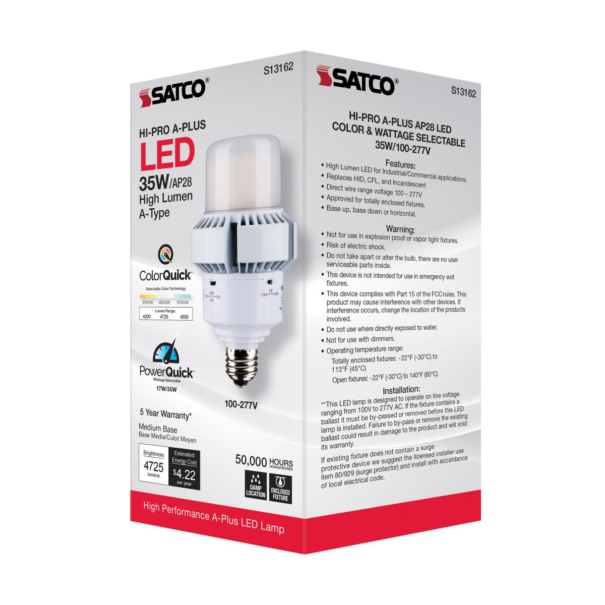 A-Plus 28 LED HID Retrofit Bulb, 17W|35W, 4550 Lumens, Selectable CCT, E26 Base, 120-277V - Bees Lighting