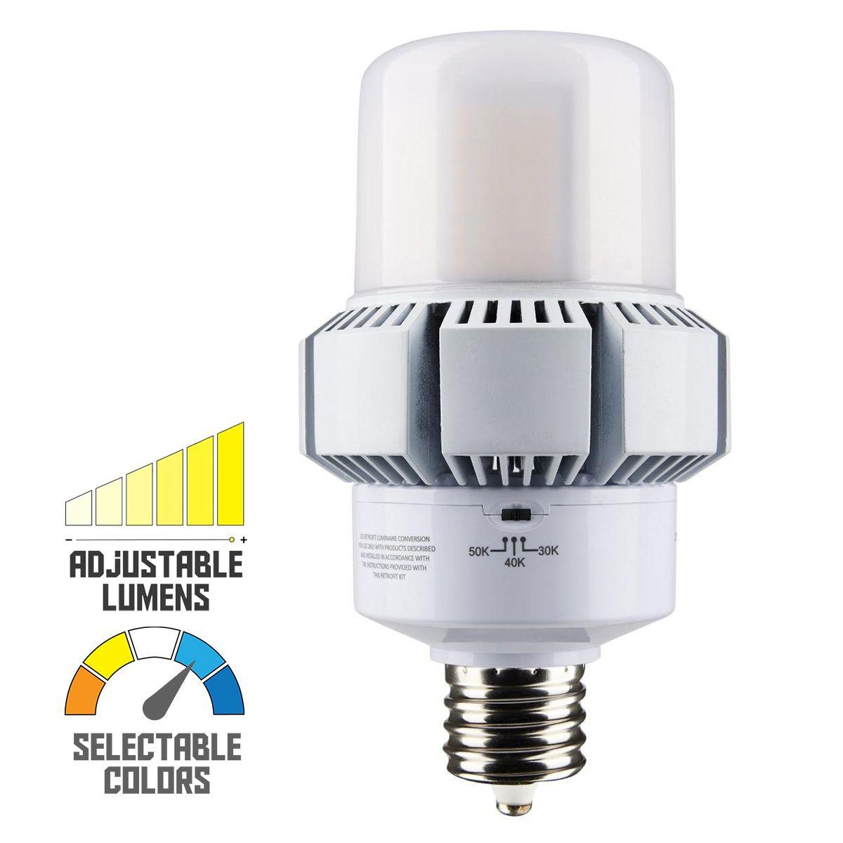 Retrofit LED Corn Bulb, 65W, 8450 Lumens, Selectable CCT, 30K/40K/50K, E39 Mogul Base, 120-277V