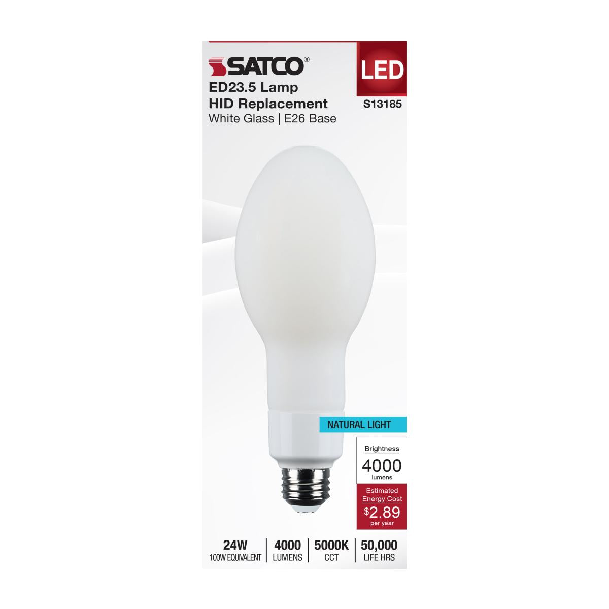 ED23 High Lumen LED Bulb, 24 Watts, 4000 Lumens, 5000K, 100W MH Equal, E26, Frosted, 120-277V - Bees Lighting