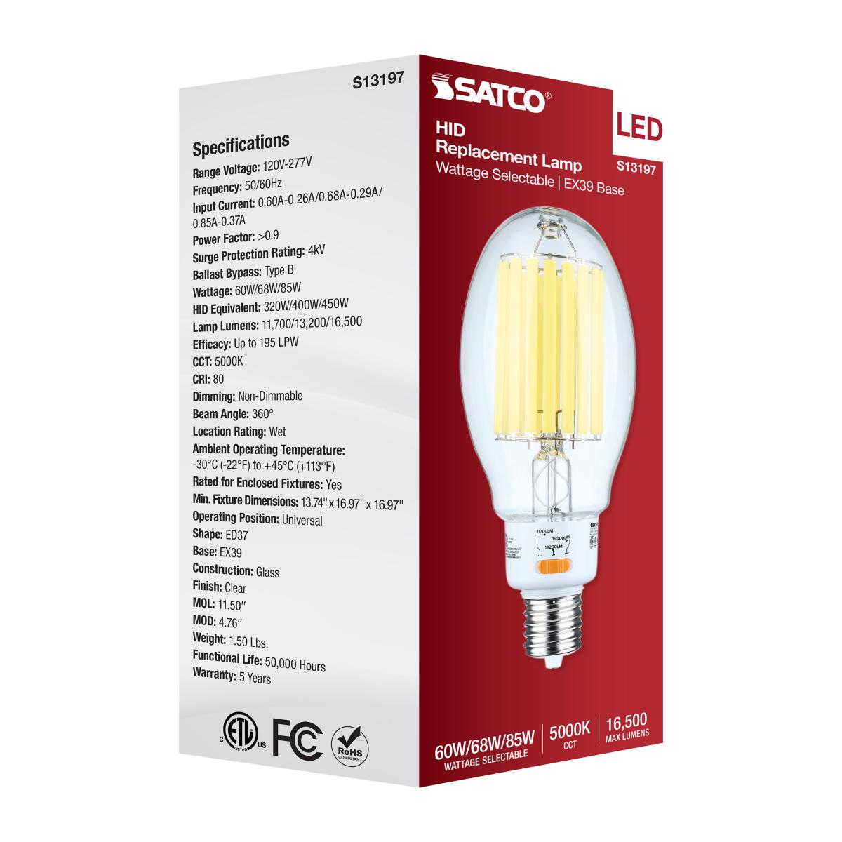 ED32 HID Replacement Lamp, 60W|68W|85W, 16500 Lm, 5000K, 450W MH Equal, EX39 Mogul, 120-277V - Bees Lighting