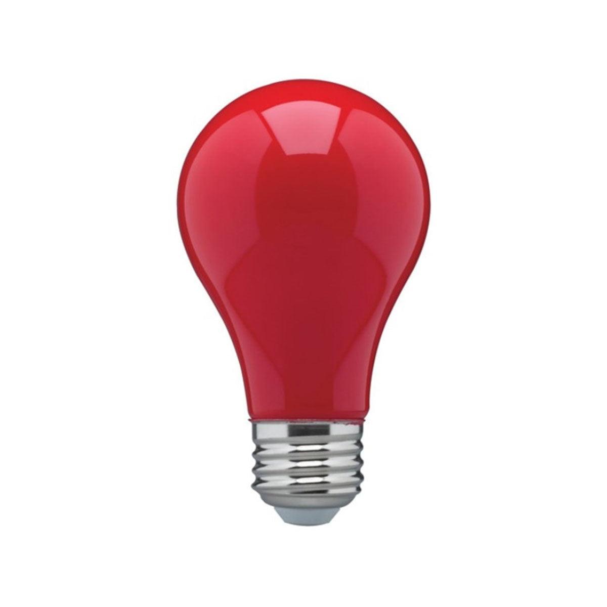 A19 LED Bulb, 100W Equivalent, 8 Watt, Lumens, Red, E26 Medium Base, Frosted Finish - Bees Lighting