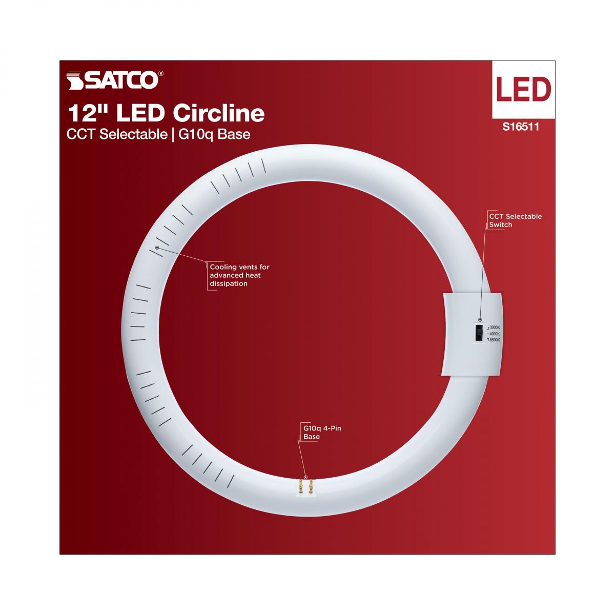 Satco LED Circline Lamps - G10Q Base, CCT Selectable - Bees Lighting